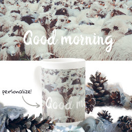 Caneca De Porcelana Bando de ovelhas brancas e pretas