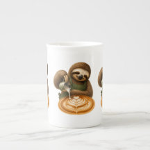 Barista Preguiçoso Fofo Despejando Arte de Café co