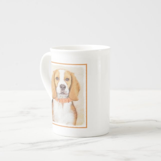 Caneca De Porcelana Beagle Hound Dog Painting Original Animal Art (Frente Esquerda)