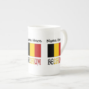 Caneca De Porcelana Bélgica e Bandeira belga Personalizada