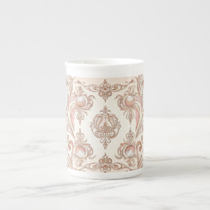 Caneca De Porcelana Belo Rosa Dourado Mozaik Vintage
