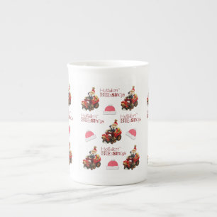 Caneca De Porcelana Bênçãos de Férias Feliz Natal, Papai Noel