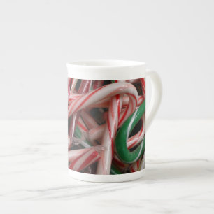 Caneca De Porcelana Bengalas Natalícias Festa Branco Verde e Vermelho