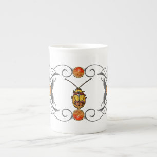 Caneca De Porcelana Besouro de Folha Vermelho