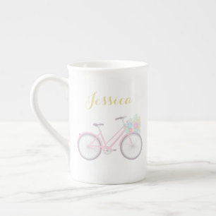 Caneca De Porcelana Bicicleta de Monograma Bicicleta Pastel China Mug