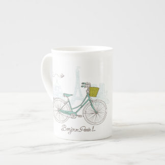 Caneca De Porcelana Bicicleta do vintage com a cesta bonito em Paris
