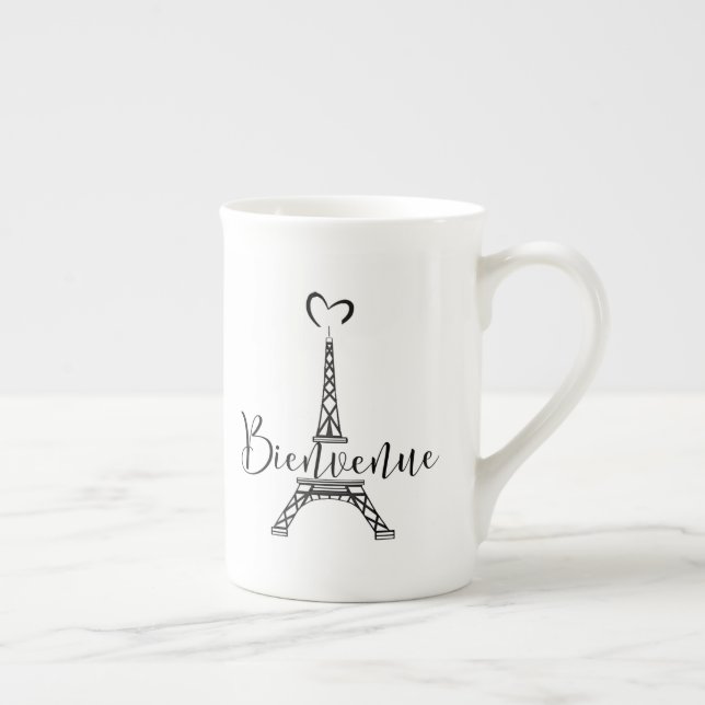 Caneca De Porcelana "Bienvenue" (Bem-vindo em francês) (Direita)