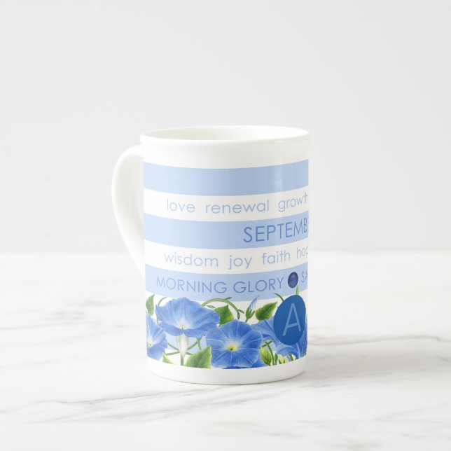 Caneca De Porcelana Birth Flower-n-Gem Stripe Mug Setembro Osso China (Frente Esquerda)