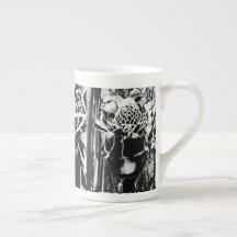 Black Strawberry Bone China Porcelain Mug