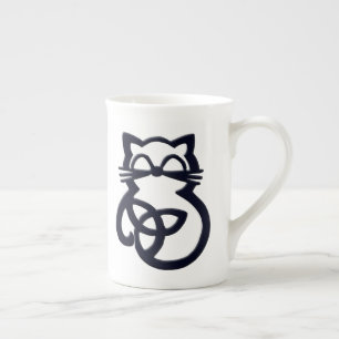 Caneca De Porcelana Black Trinity Knot Celtic Cat Bone China Mug