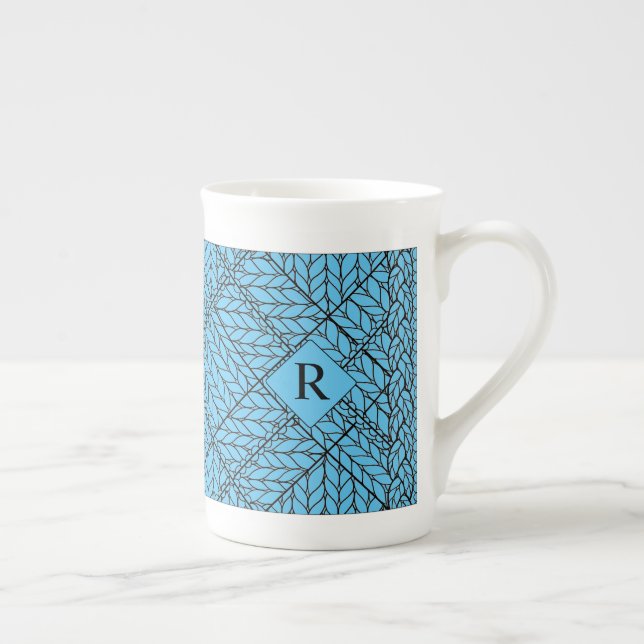Caneca de porcelana BLUE ARGYLE KNIT + Texto  (Direita)