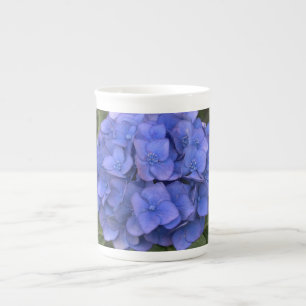 Caneca De Porcelana Blue Hydrangea Bone China Mug