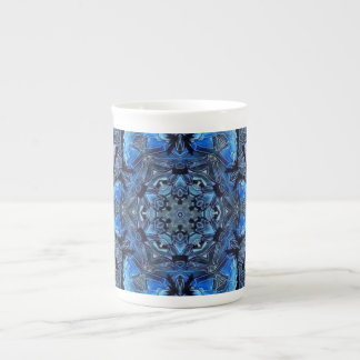 Caneca De Porcelana Blue Lotus Mirror Mandala Art - Bone China Mug