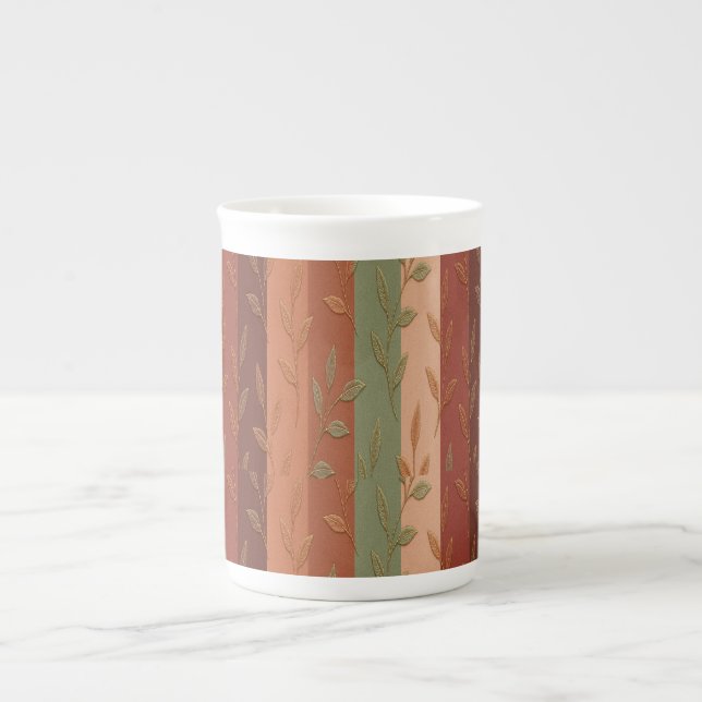 Caneca De Porcelana Boho Leaf Pattern Rustic Home Decor (Frente)