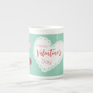 Caneca De Porcelana Bois e Morangos Felizes Dia dos Namorados
