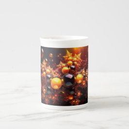 Caneca De Porcelana Bolas De ouro E Estrelas Fractais