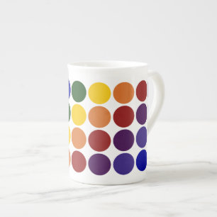 Caneca De Porcelana Bolinhas arco-íris em branco