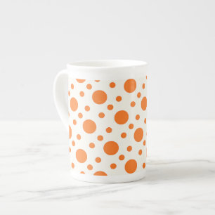 Caneca De Porcelana Bolinhas Laranja Design