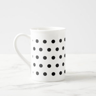 Caneca De Porcelana Bolinhas pretas pequenas no branco