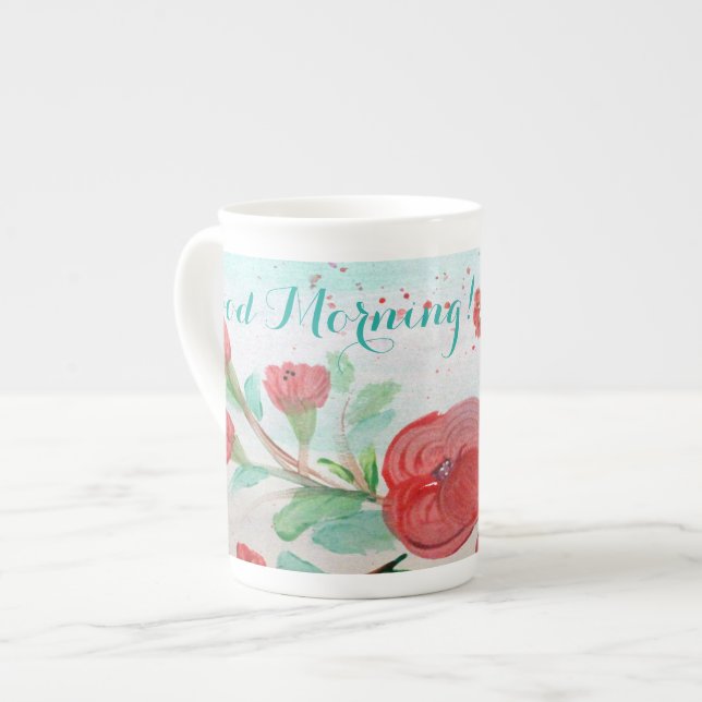 Caneca De Porcelana Bom Dia Floral Mug (Frente Esquerda)
