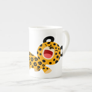Caneca De Porcelana Bona chinesa de leopardo encarnada bonita