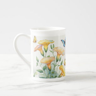 Caneca De Porcelana Bone China Coffee Mug - Glória Amarela da Manhã