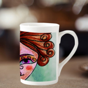 Caneca De Porcelana Bone China Coffee Mug (Mulher Do Whimsical - 01)