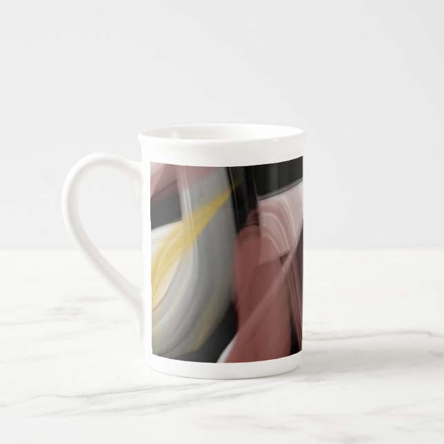 Caneca De Porcelana Bone China Mug Abstrato Art Black White Powdery (Esquerda)