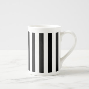 Caneca De Porcelana Bone China Mug-Black & White Stripes
