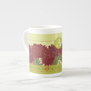 Caneca De Porcelana Bone China Mug, Flor de Nascimento e Gem Novembro