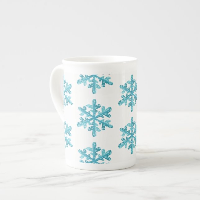 Caneca De Porcelana Bone China Mug-Snowflakes (Frente Esquerda)