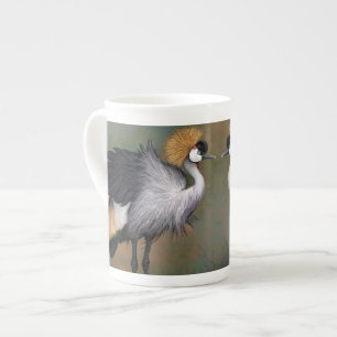 Caneca De Porcelana Bonita Cinza Crowned Crane - Arte de Pintura Migra