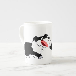 Caneca De Porcelana Bonita e feliz cartoon Border Collie Bone China Mu