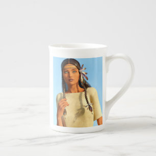 Caneca De Porcelana Bonita roupa de Indígenas de mulher nativa america