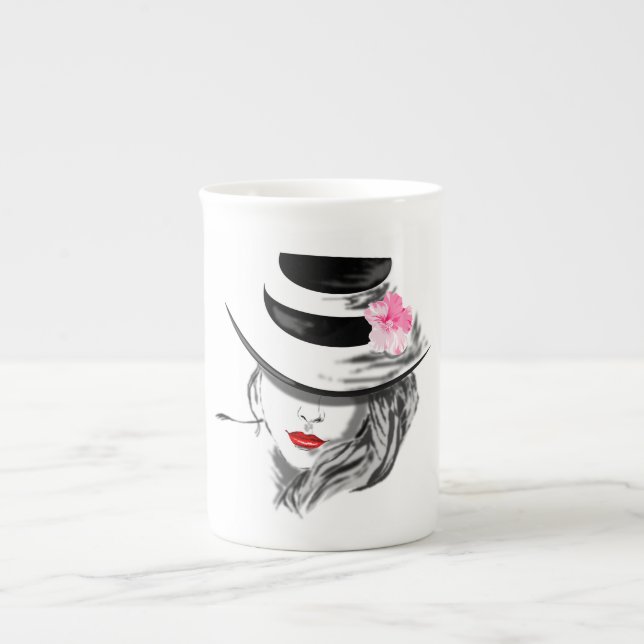 Caneca De Porcelana Bonito Lady Bone China Mug (Frente)
