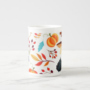 Caneca De Porcelana Bonito Padrão de outono -
