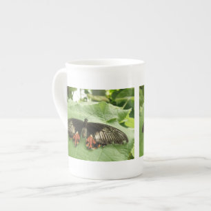 Caneca De Porcelana Bonito Red e Dourada Borboleta Mug