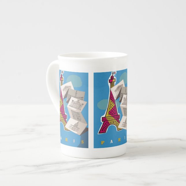 Caneca De Porcelana Bonjour Paris (Frente Esquerda)