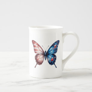 Caneca De Porcelana Borboleta da Bandeira Americana