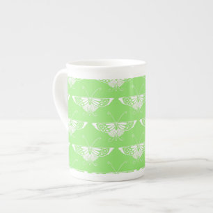Caneca De Porcelana Borboleta Deco Estilizada - verde limão
