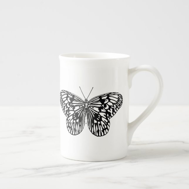 Caneca De Porcelana Borboleta-monarca branca e preta (Direita)