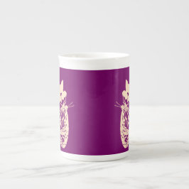 Caneca De Porcelana Borboleta Monarca Silhouette contra Roxo