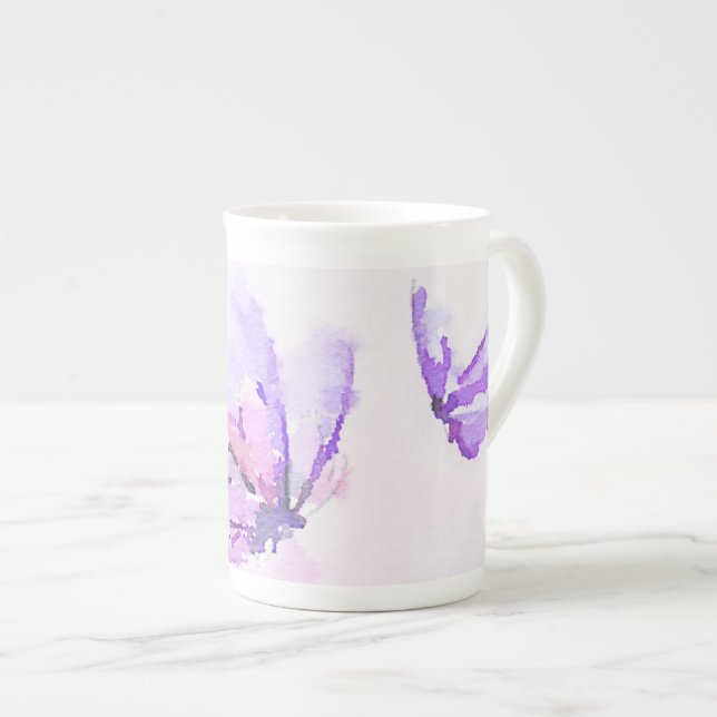 Caneca de porcelana Borboleta Roxa (Frente Esquerda)