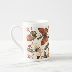 Caneca De Porcelana Borboleta Vintage e Mug Gigante de Café Mama