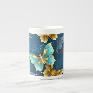 Caneca De Porcelana Borboletas de ouro