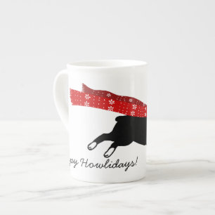 Caneca De Porcelana Boston Terrier com Red Scarf   Feriado de Cachorro