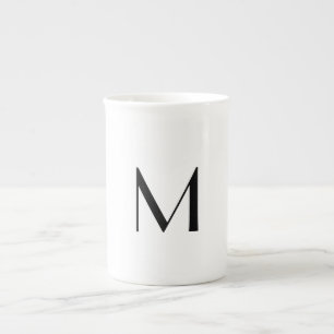 Caneca De Porcelana branco sólido - adicionar monograma preto