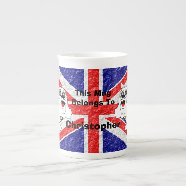 Caneca De Porcelana British Buldog Union Jack Flag (Frente)
