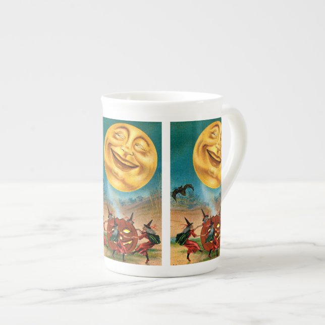 Caneca De Porcelana Bruxas que dançam sob a lua (Frente Esquerda)