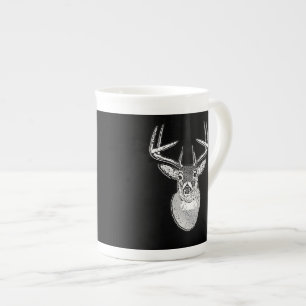 Caneca De Porcelana Buck na cabeça do véu branco preto